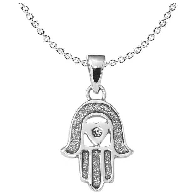 Sterling Silver Hamsa Glass Stone Pendant