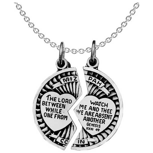2-Piece Antique Sterling Silver Mizpah Coin Pendant