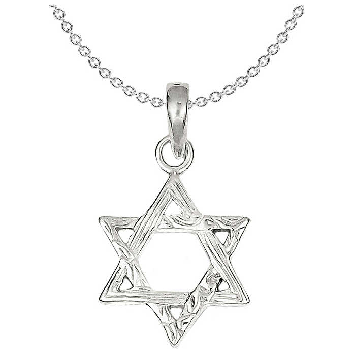 Sterling Silver Polished Dual-Textured Star Of David Pendant