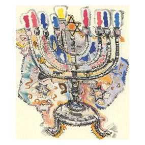 19Th Century Polish Menorah - Box Of 10 Cards -Perfect For Hanukkah
