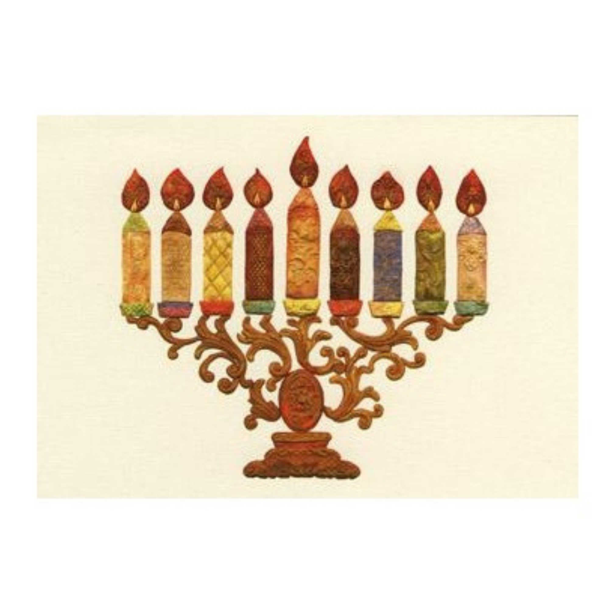The Mosaic Menorah Ii - Box Of 10 Cards -Perfect For Hanukkah