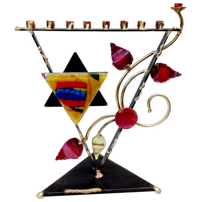 Triangular Tree Of Life Menorah -Perfect For Hanukkah