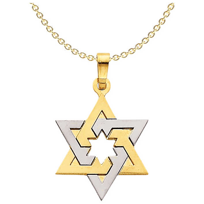 14K Two-Tone Gold Dual Star Of David Pendant