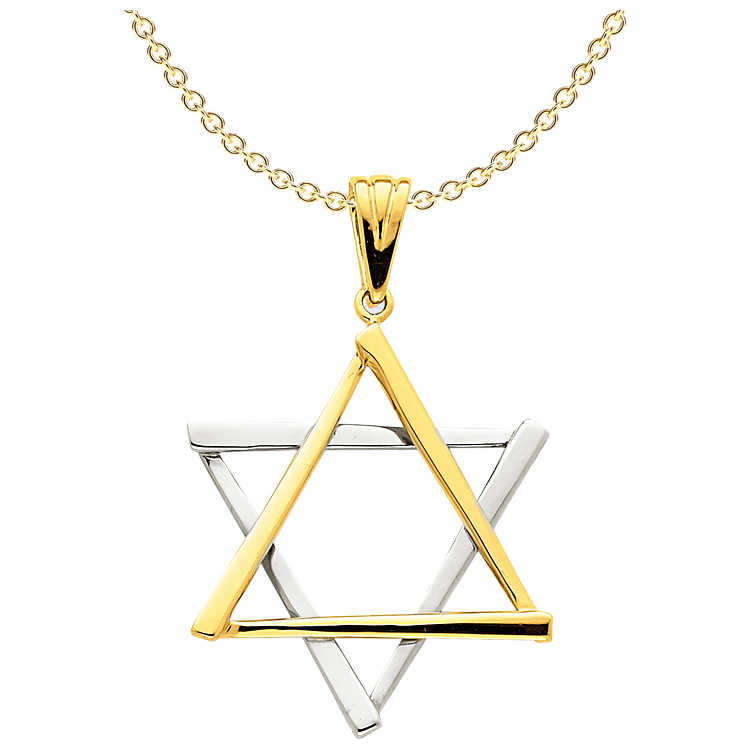 14K Two-Tone Gold Dramatic Star Of David Pendant