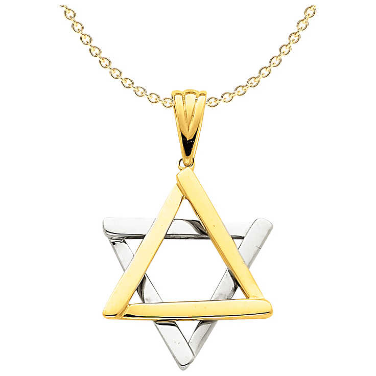 Deluxe 14K Two-Tone Gold Star Of David Pendant