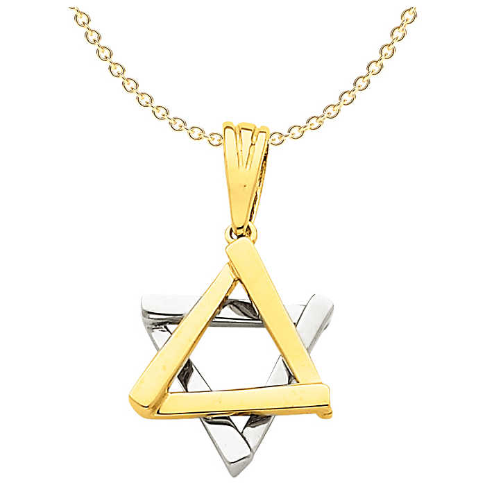 14K Two-Tone Gold Polished Star Of David Pendant
