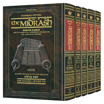 5 Volume Slipcase Set Of Midrash Rabbah On Megillos Compact Size -Perfect For Purim
