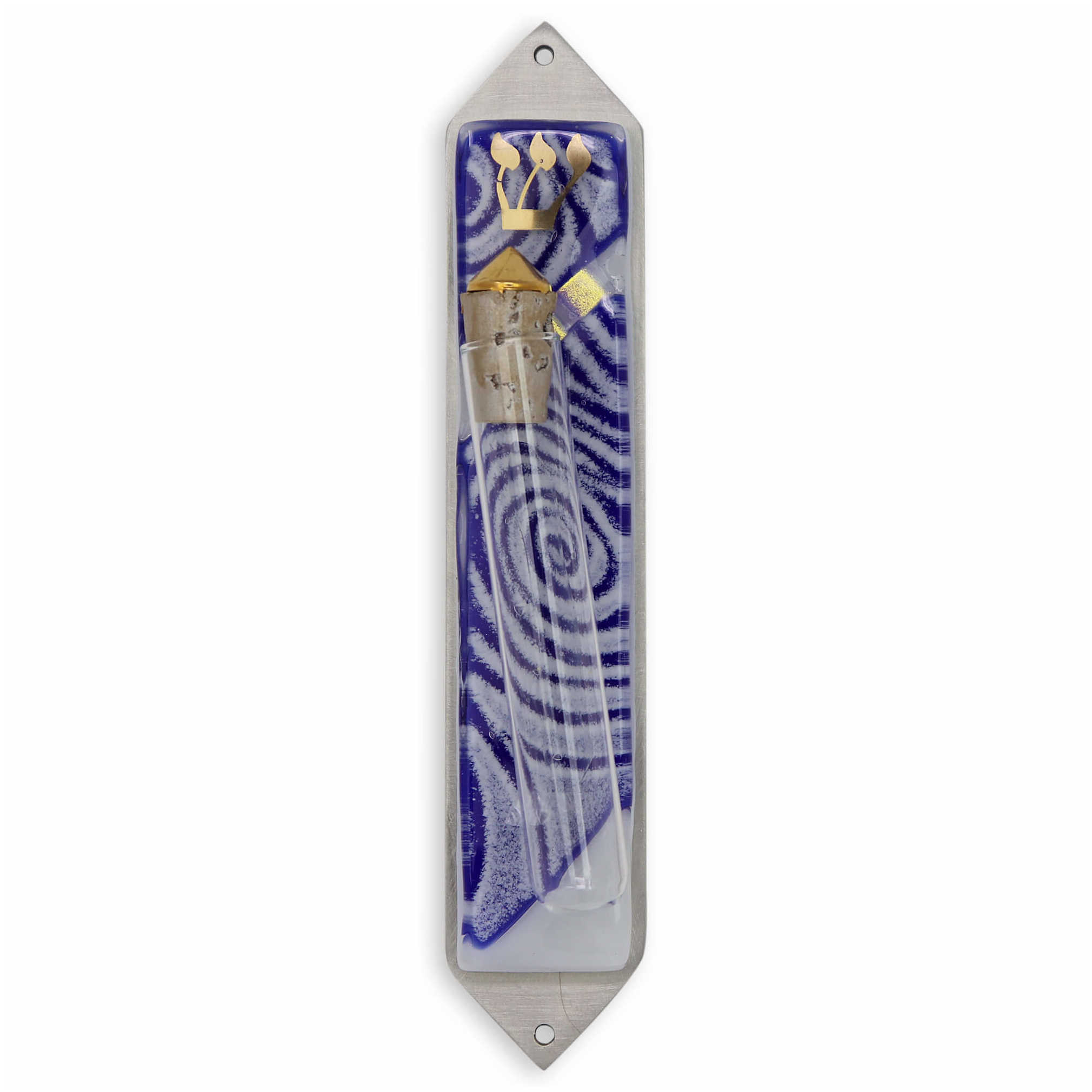 Vortex Blue Wedding Glass Keepsake Mezuzah Case
