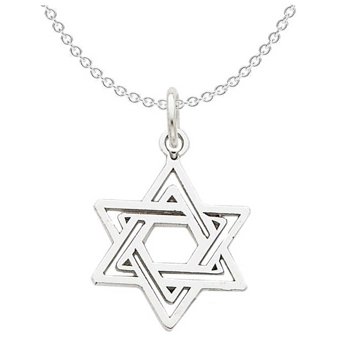 14K White Gold Diamond-Cut Star Of David Pendant
