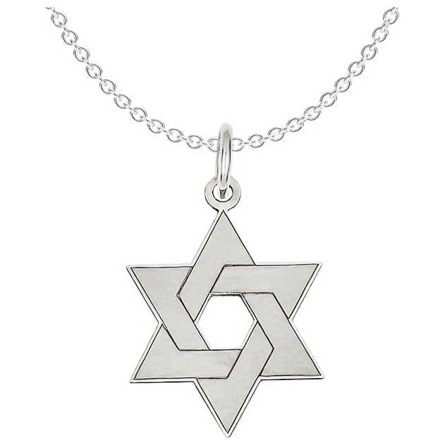 14K White Gold Laser-Etched Star Of David Pendant