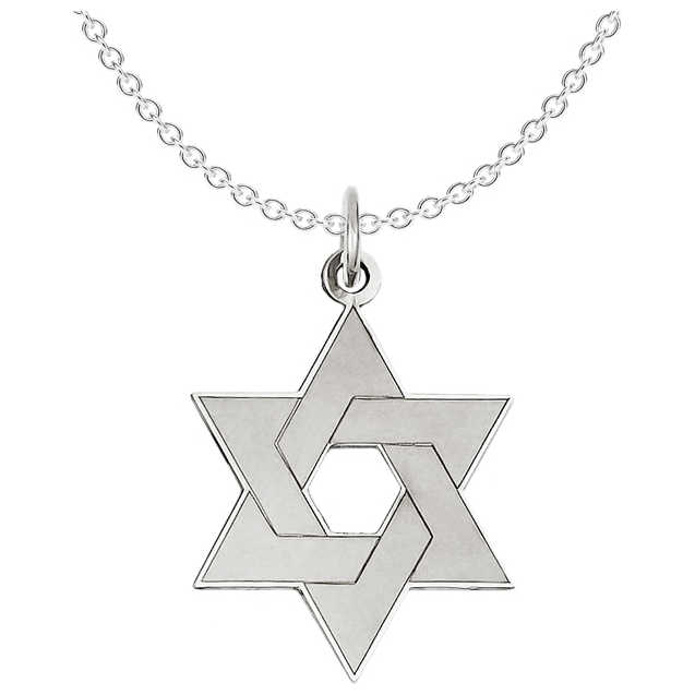 14K White Gold Laser-Etched Star Of David Pendant