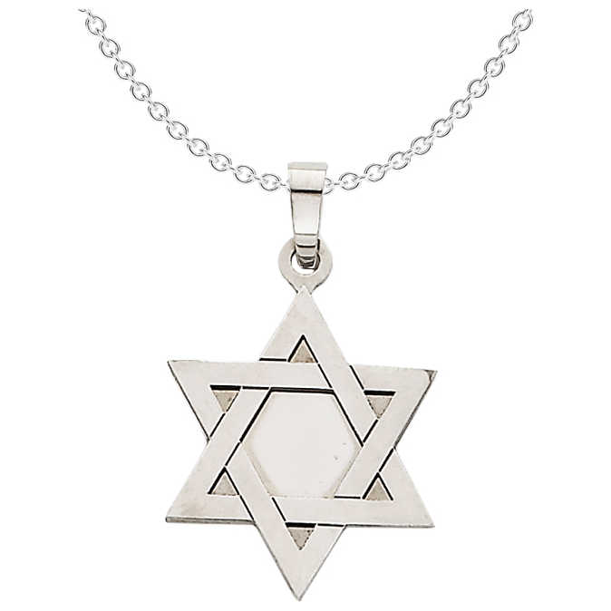 14K White Gold Solid-Back Star Of David
