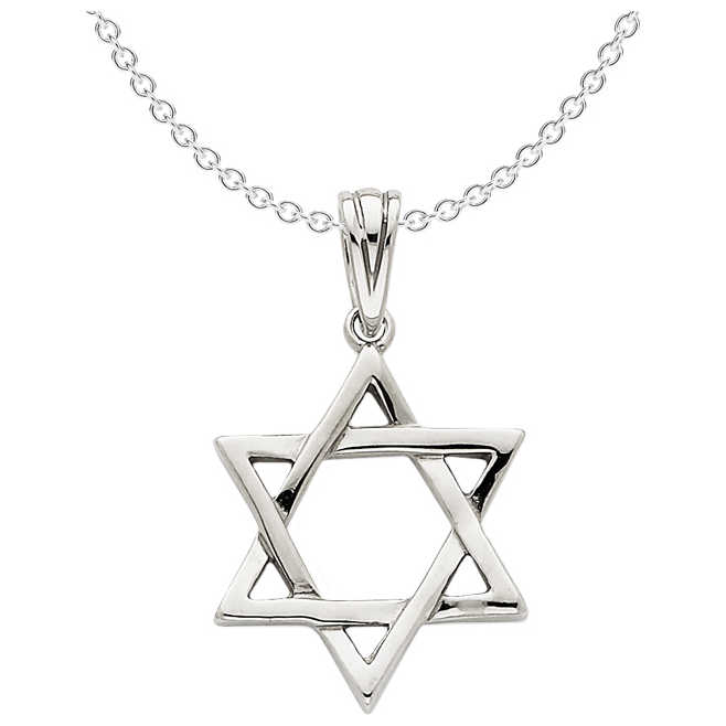 14K White Gold High-Polish Star Of David Pendant