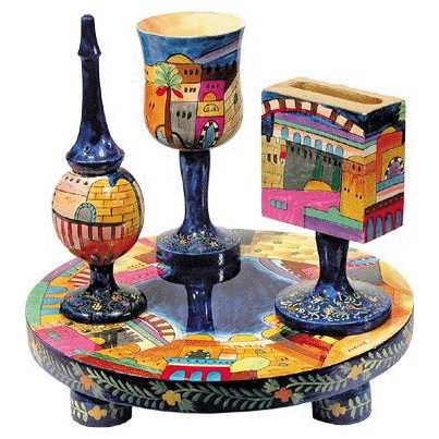 Wood Jerusalem Havdalah Set