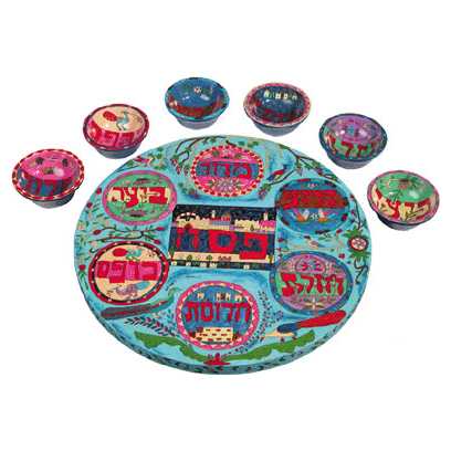 Wood Multi-Color Oriental Seder Plate -Perfect For Passover
