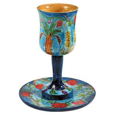 Wood Seven Species Kiddush Cup