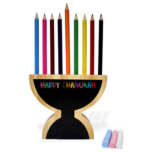 Wooden Menorah Pencil Holder -Perfect For Hanukkah