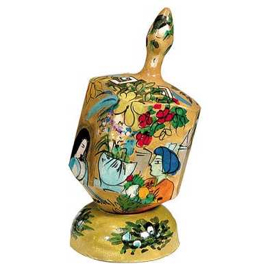 Wooden Women And Flowers Dreidel -Perfect For Hanukkah