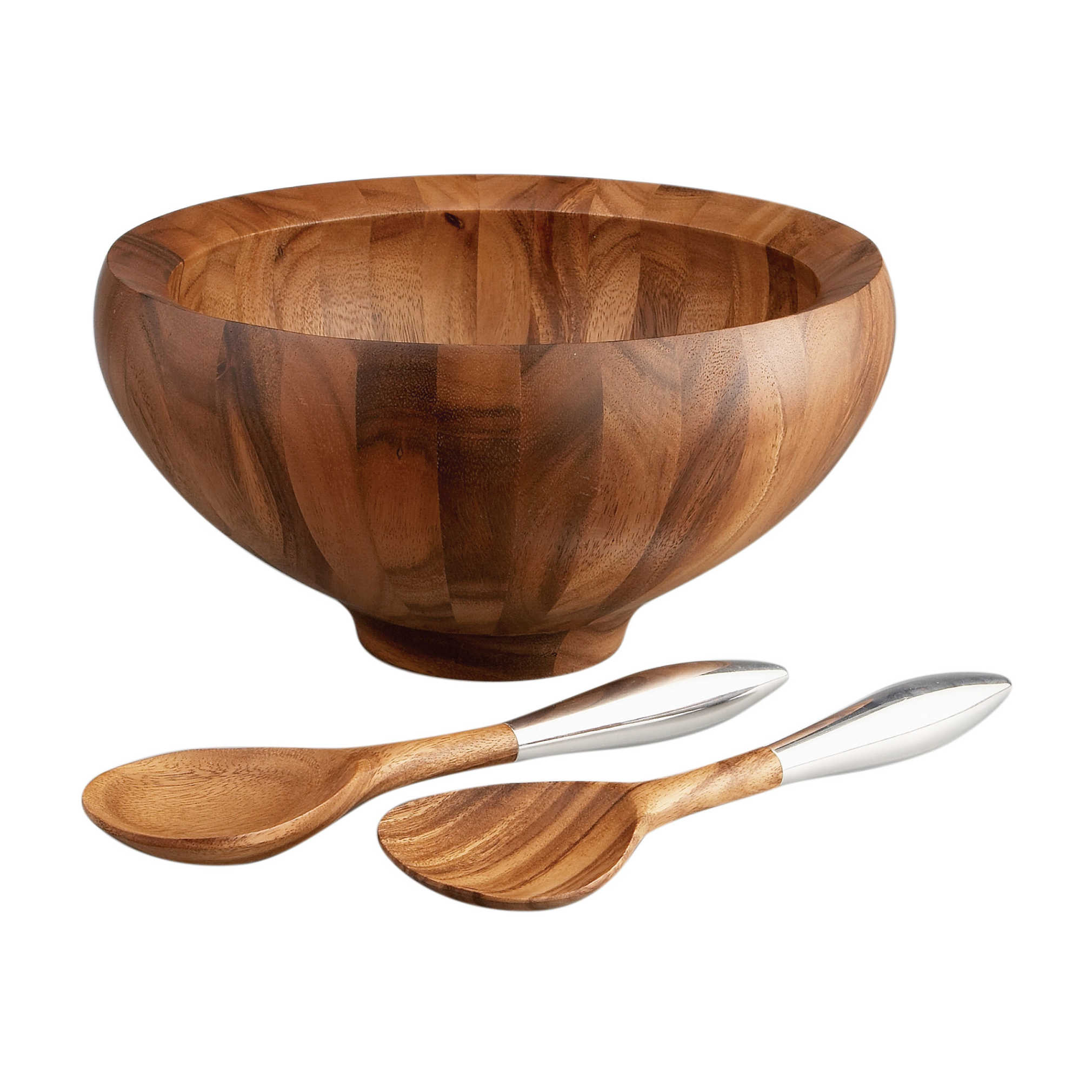 Yaro Acacia-Wood Salad Bowl W/ Servers